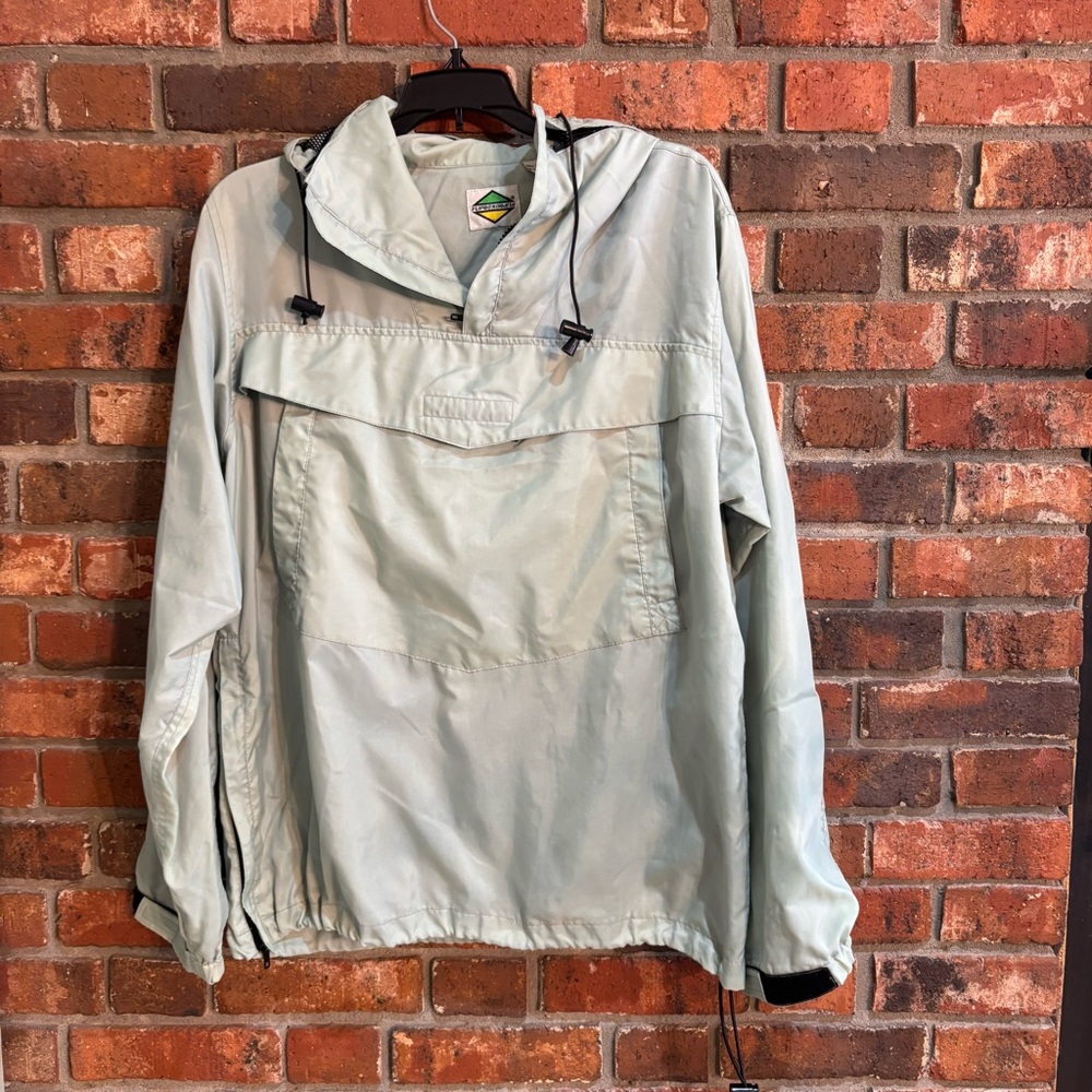 Flipbox mens hooded pullover retro windbreaker green M
